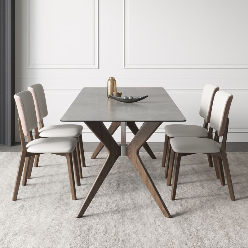 Medieval Modern Stone Dining Table Trestle Base Table for Dining Room
