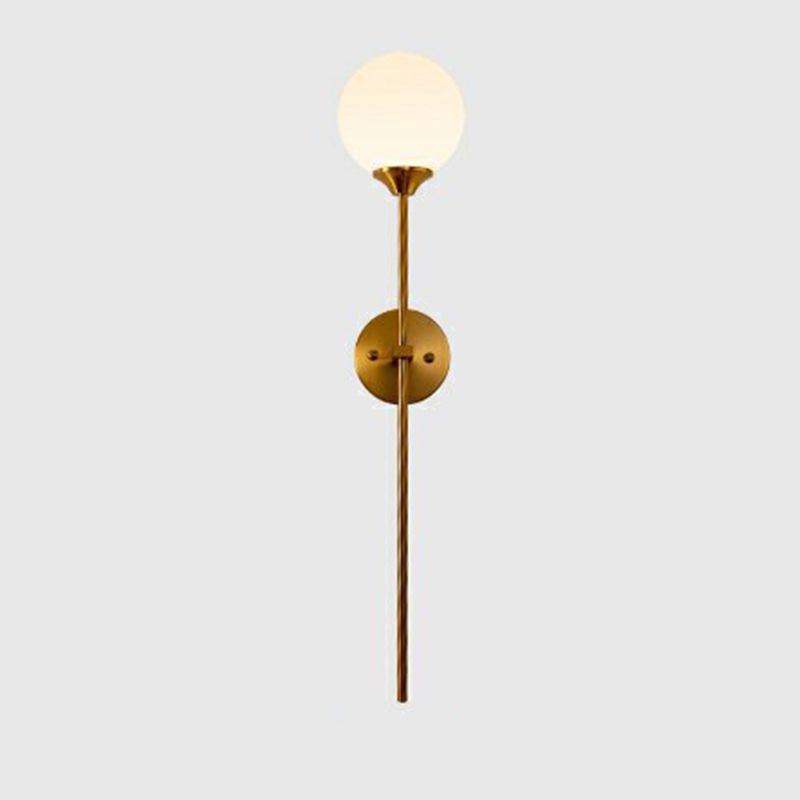 Gold Modern Metal Wall Sconce Ball Shape Wall Light with Glass Shade for Living Room