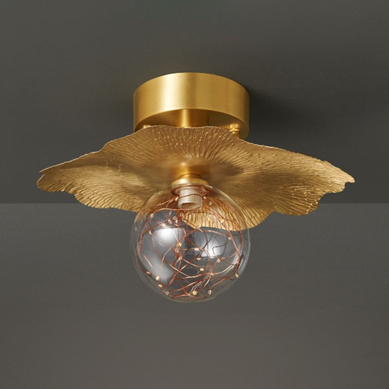 Modern Creative Style Ceiling Lamp Brass and Glass Lighting Fixture in Gold for Hallway