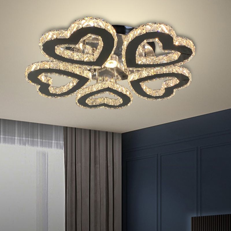 Luz de techo montada en el corazón del corazón Luz de la habitación del dormitorio LED contemporáneo Luz del techo en cromo