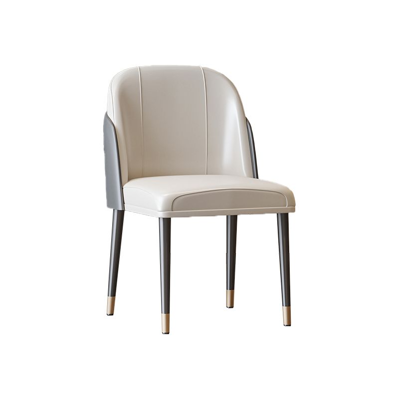 Scandinavian Style Leather Dining Chairs Solid Back Armless Dining Chair