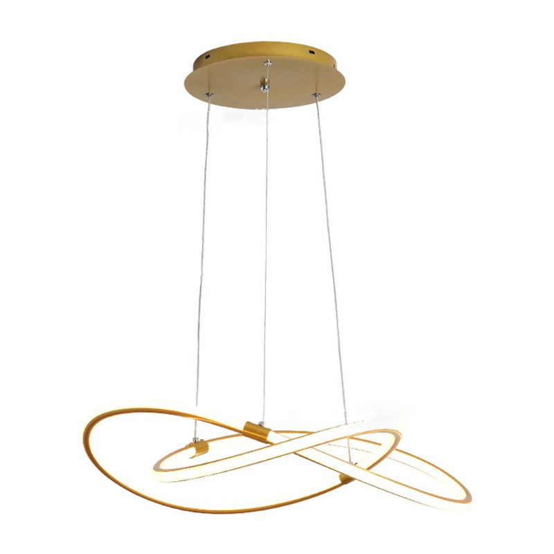 Minimalist Twist Chandelier Pendant Acrylic Living Room LED Suspension Lamp in Gold