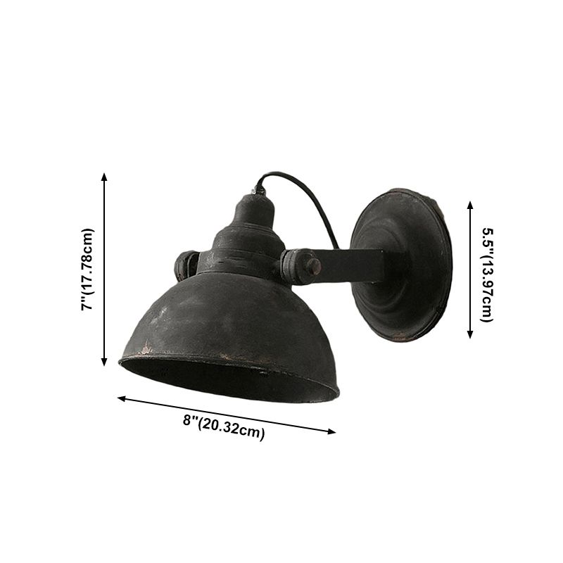 Luci di applique a cupola industriale Metal 1 Light Fun a monte della parete leggera in nero