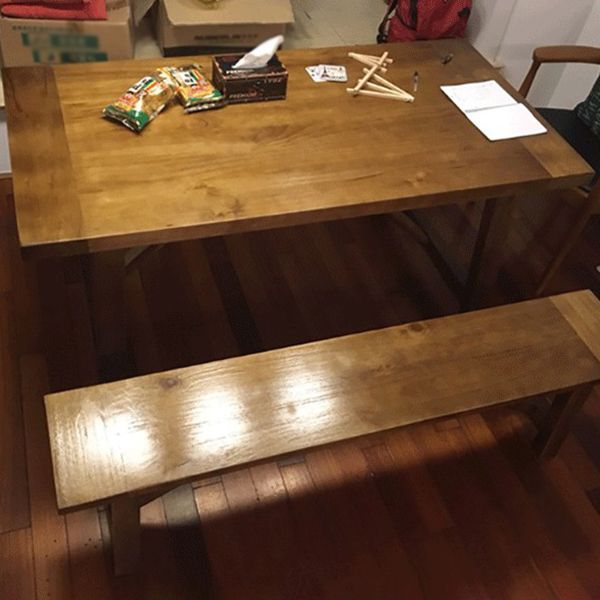 Modern Pine Solid Wood Table Rectangle Dining Table in Nature with Double Pedestal