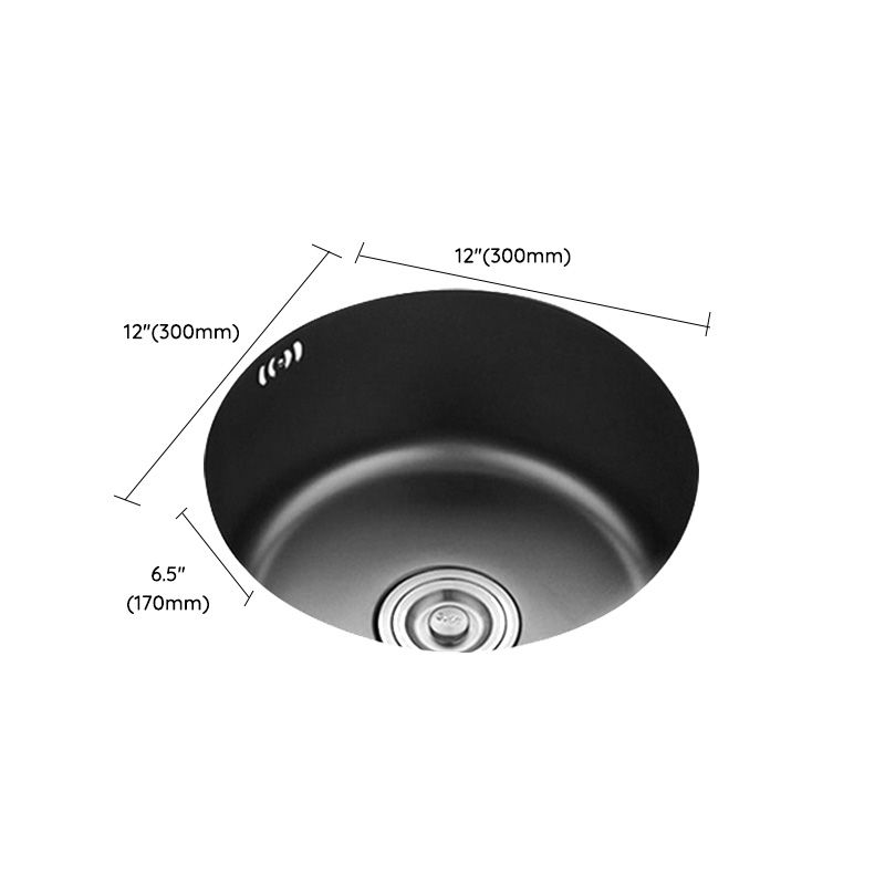 Single Bowl Kitchen Sink Stainless Steel Round Sink with Drain Assembly