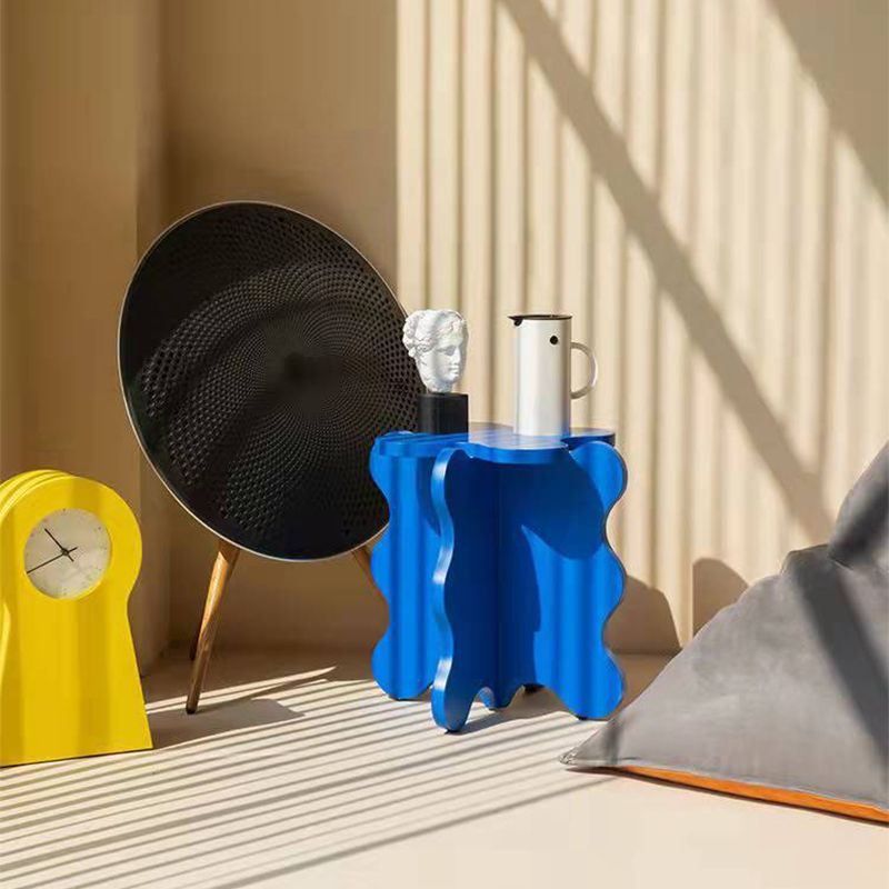 Modern Style Colored Irregular Side Table Faux Wood End Table Set