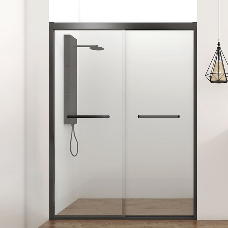 Semi Frameless Black Shower Door Double Sliding Clear Shower Doors