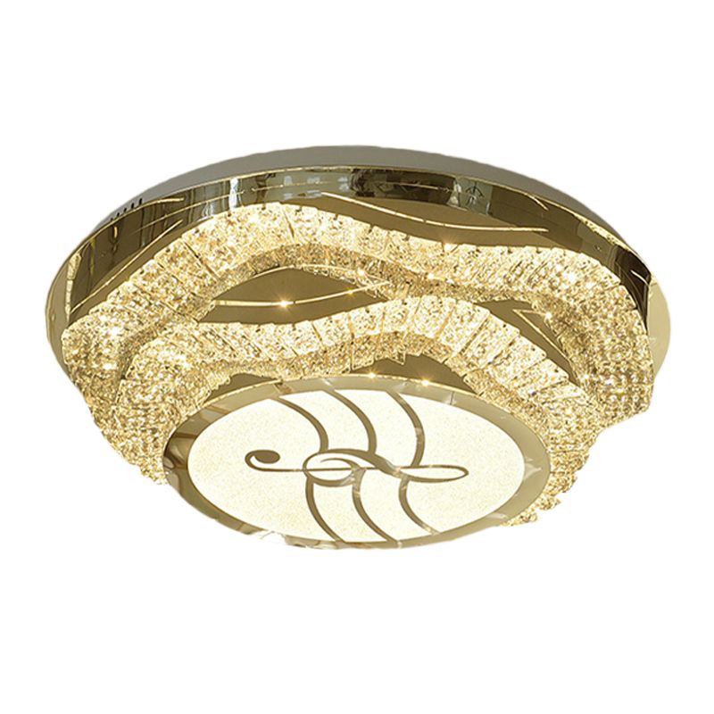 Hand-Cut Crystal Stainless Steel Flushmount Musical Note LED Simple Light Fixture Ceiling