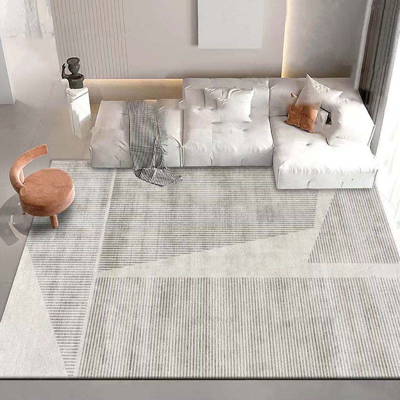 Contemporary Indoor Rug Minimalist Stripe Print Polyster Carpet Non-Slip Rug for Living Room