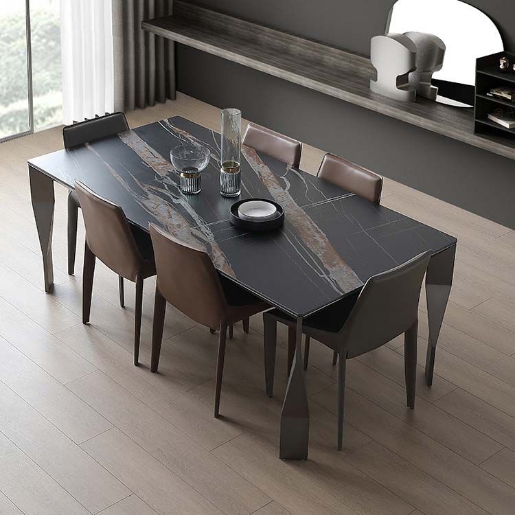 Industrial Dining Table Sintered Stone Rectangle Dining Table for Kitchen