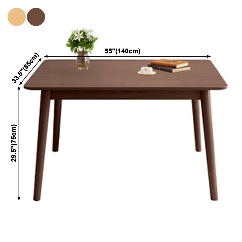 Mesa de comedor rectangular de madera, mesa moderna de madera de caucho en color natural/nogal con 4 patas