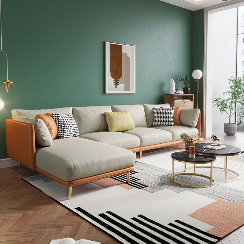 34.25 " H Faux Leather Square Arm Sofa & Chaise for Living Room