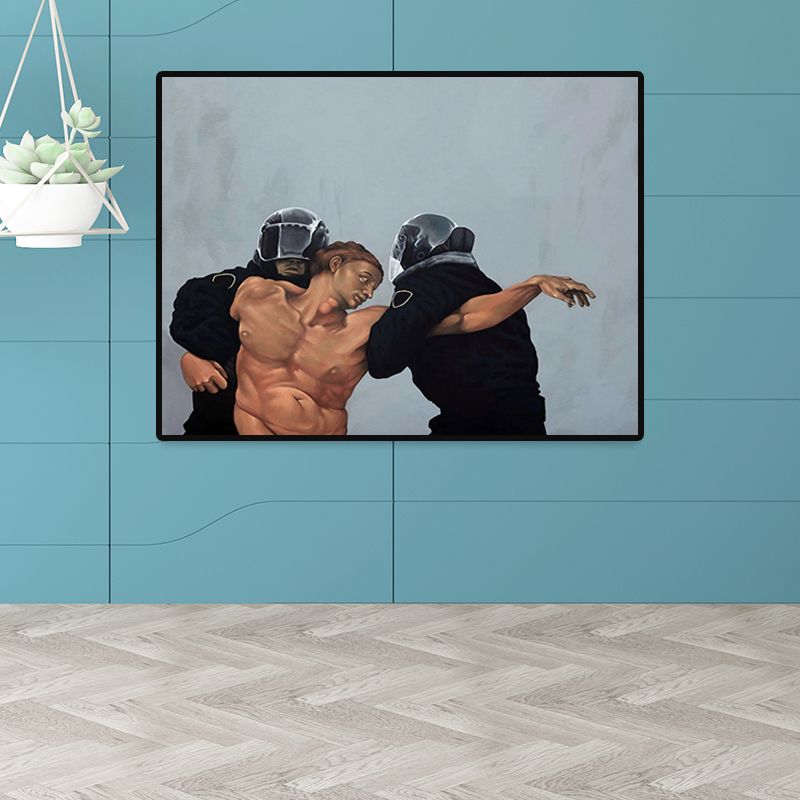 Black Retro Wall Decor Painting Print Caught by the Police Canvas Art for Bedroom