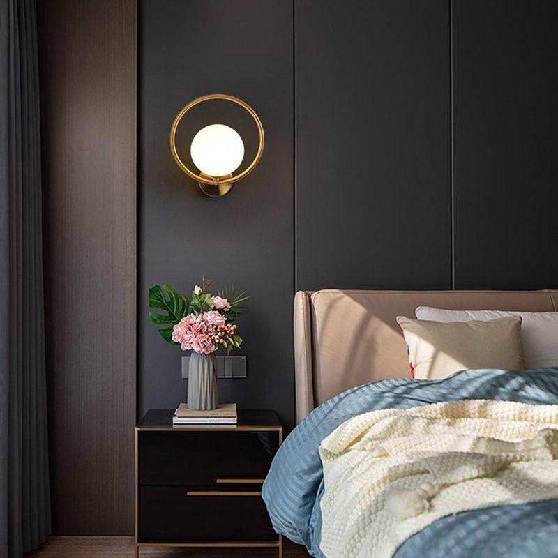 Glass Ball Shape Wall Light Modern Style 1 Light Wall Light Sconce in Gold