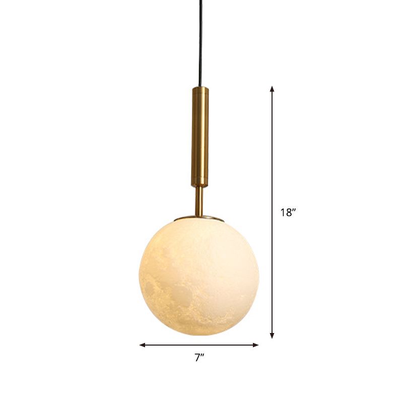 Orb LED Hanging Light Simple Opal Frosted Glass 1 Head Gold Pendant Lighting Fixture for Bedroom
