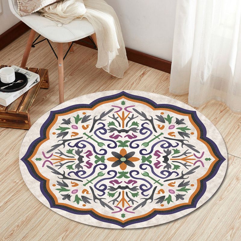 Eclectic Tribal Patterned Rug Multi Colored Polypropylene Rug Stain Resistant Machine Washable Non-Slip Backing Carpet for Living Room