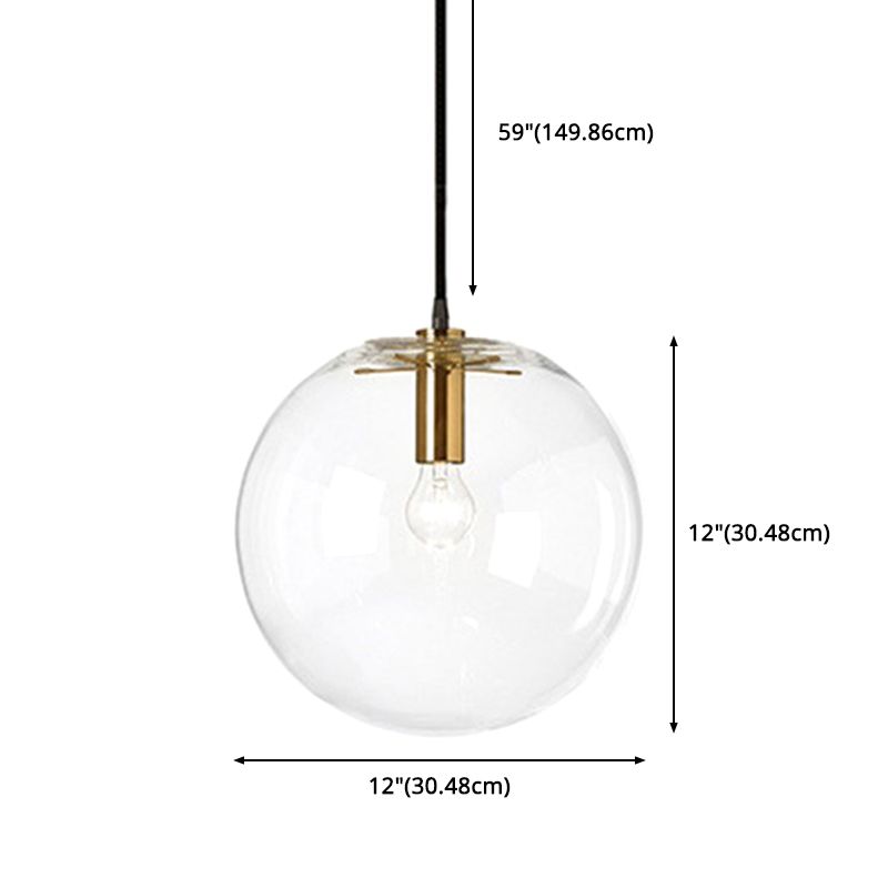 Café Bola Luz colgante de una luz Moderna de vidrio transparente Costilla de vidrio