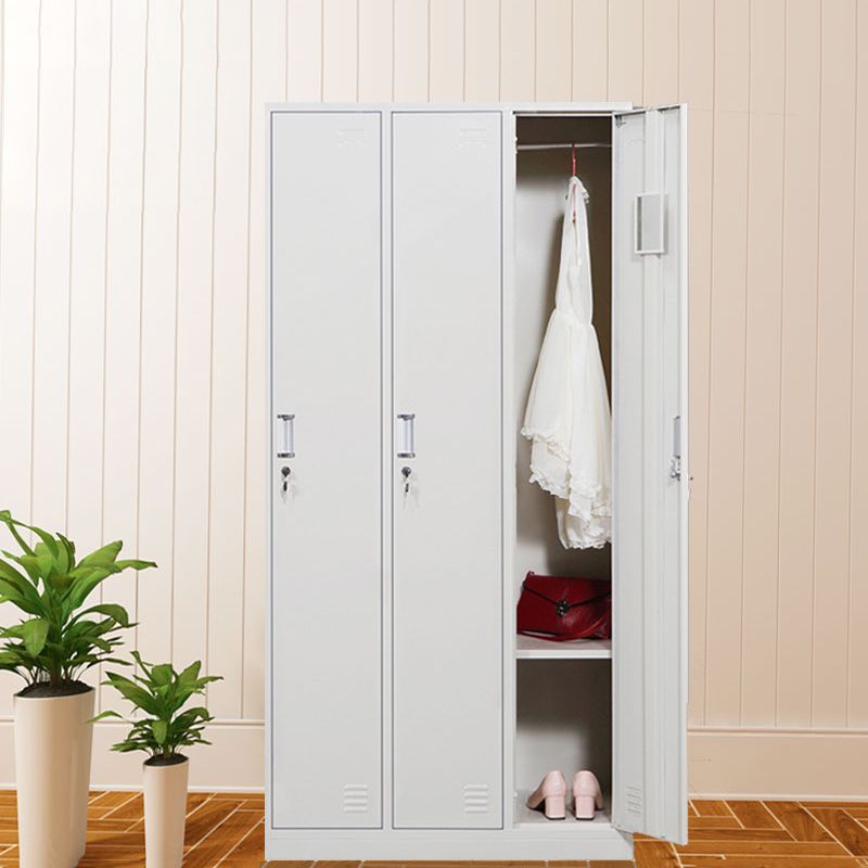 White Colour Wardrobe Contemporary Steel Home Wardrobe Closet with Lock