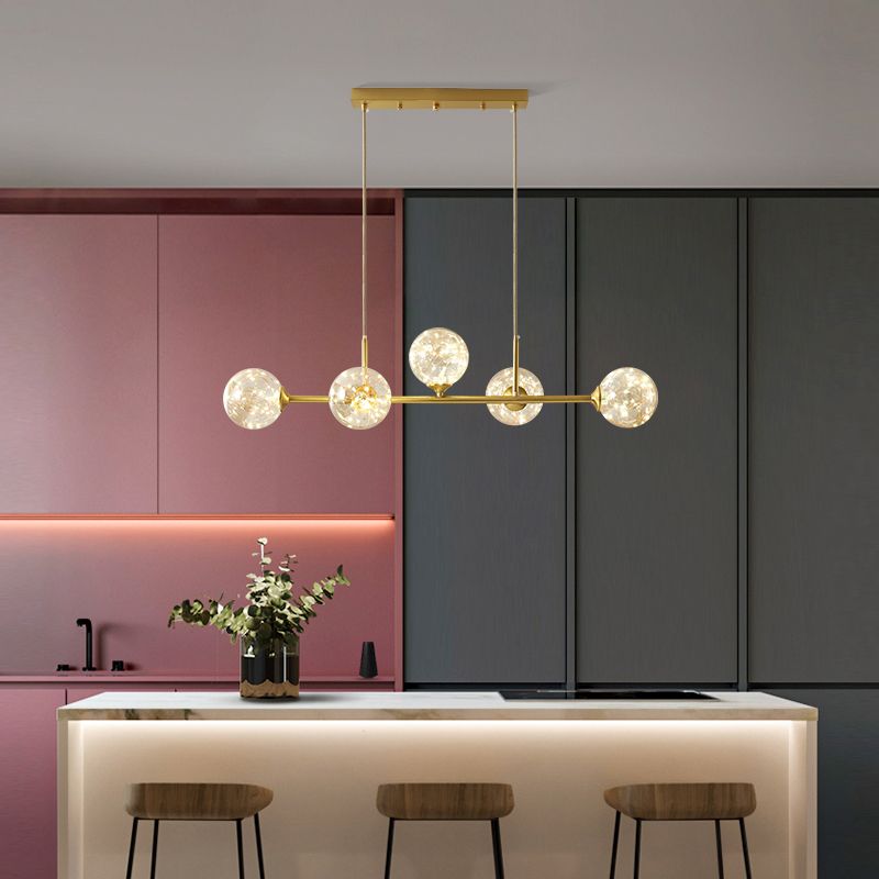 Zeitgenössische Küche Anhänger Lichter linear klare Glasinselbeleuchtungsideen
