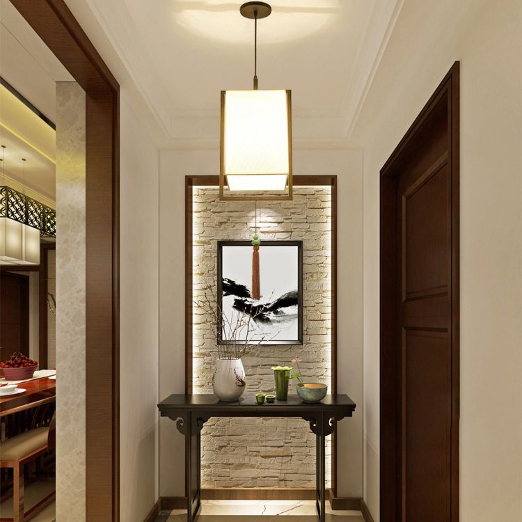 Black Elongated Hanging Ceiling Light Modern Style Fabric Suspension Pendant Light