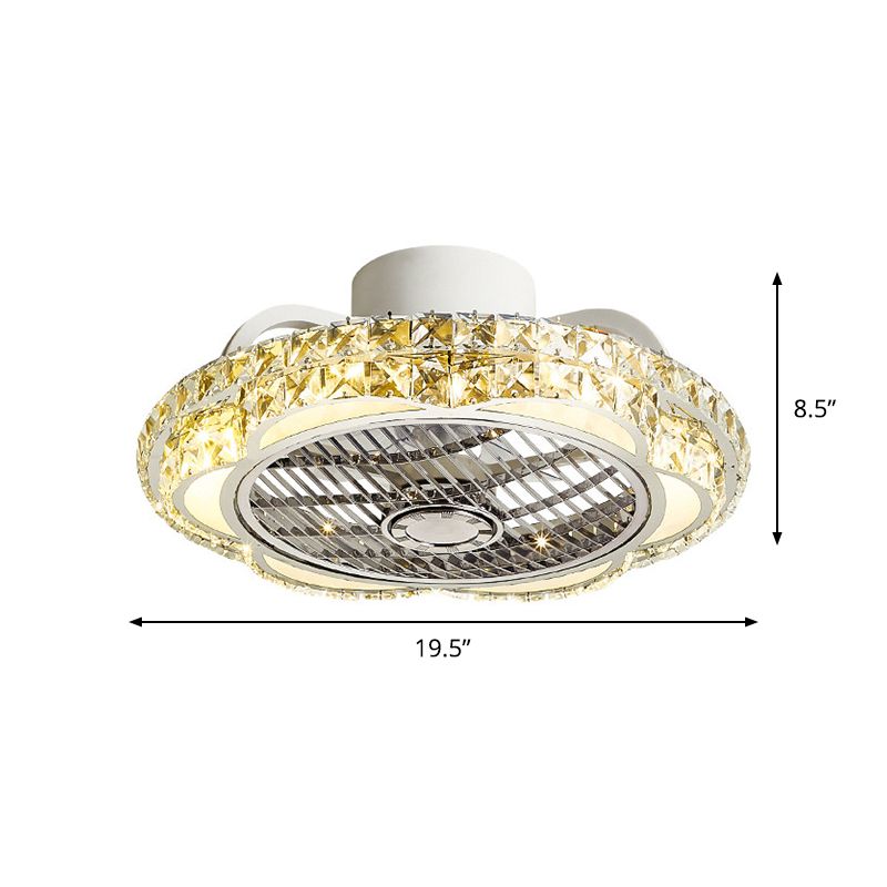 Modernistische Blumendecke Lüfterlampe Facetted Crystal Ess Room LED LED LECHTE Leuchte in Weiß, 19,5 "Breite