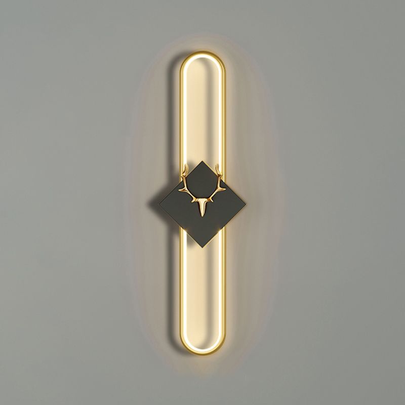 Aluminum Linear Wall Light Nordic Style LED Wall Sconce with Antlers for Living Room