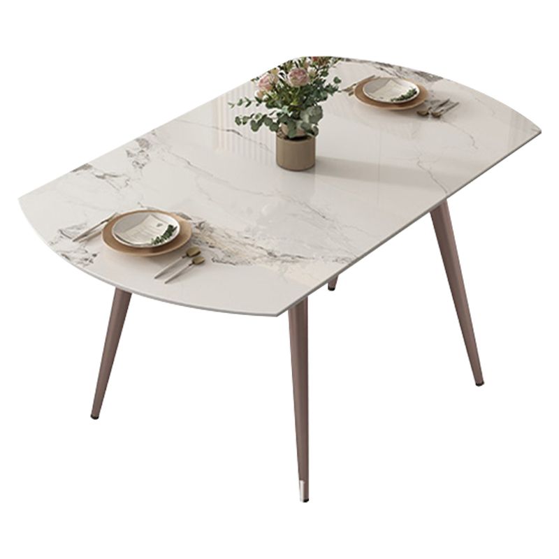 Contemporary Dinner Table Steel Base Stone Dining Table for Home