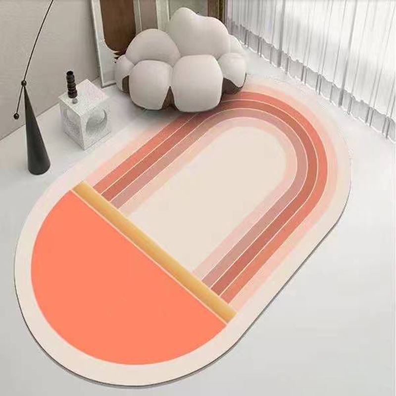 White Modern Rug Polyester Semicircle Rug Washable Rug for Living Room