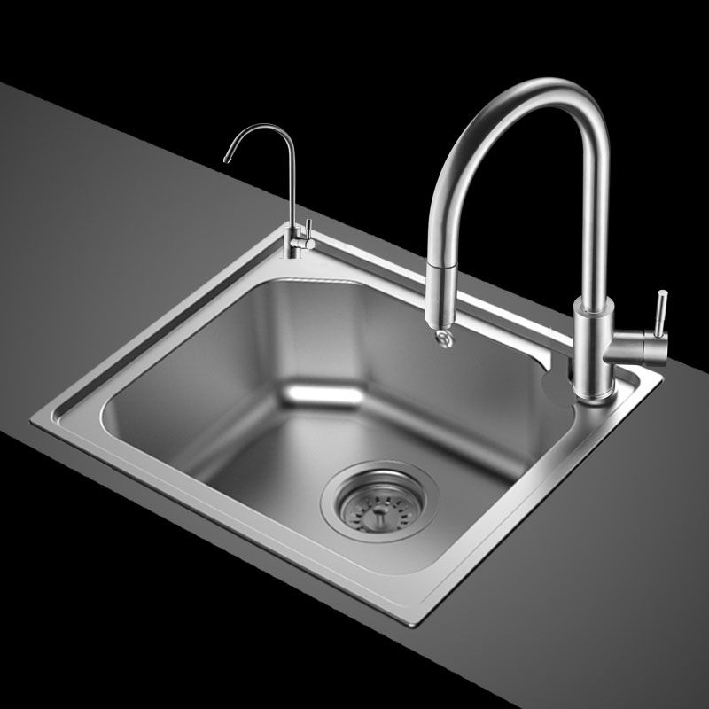 Modern Stainless Steel Kitchen Sink Single Bowl Sink with Basket Strainer