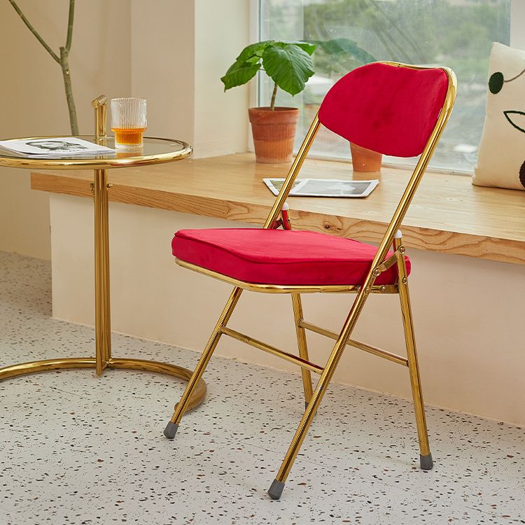 Silla lateral escandinava de terciopelo con respaldo abierto, sillas de comedor plegables con acabado mate