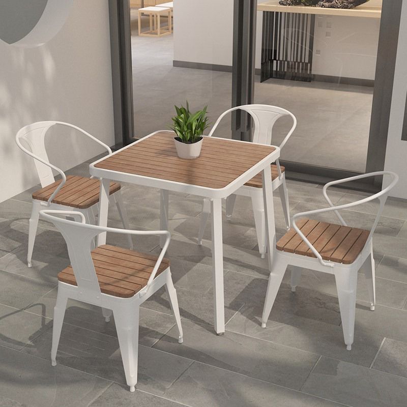 Industrial Style Wood Dinner Room Kitchen Table Brown 4 Legs Dining Table