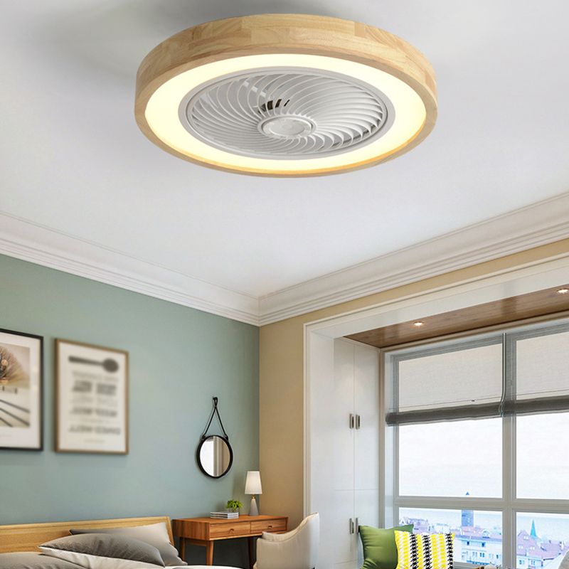 Geometric Ceiling Fan Lamp Nordic Style LED Wood Close to Ceiling Lamp