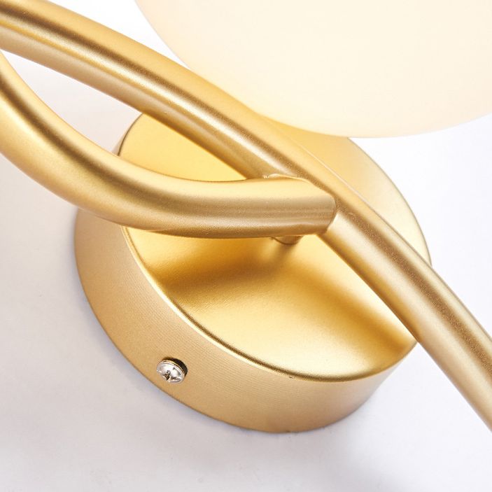 2 Heads Nordic Style Wall Mount Light Metal Arm Glass Shade Sconce Light Fixture for Bedroom