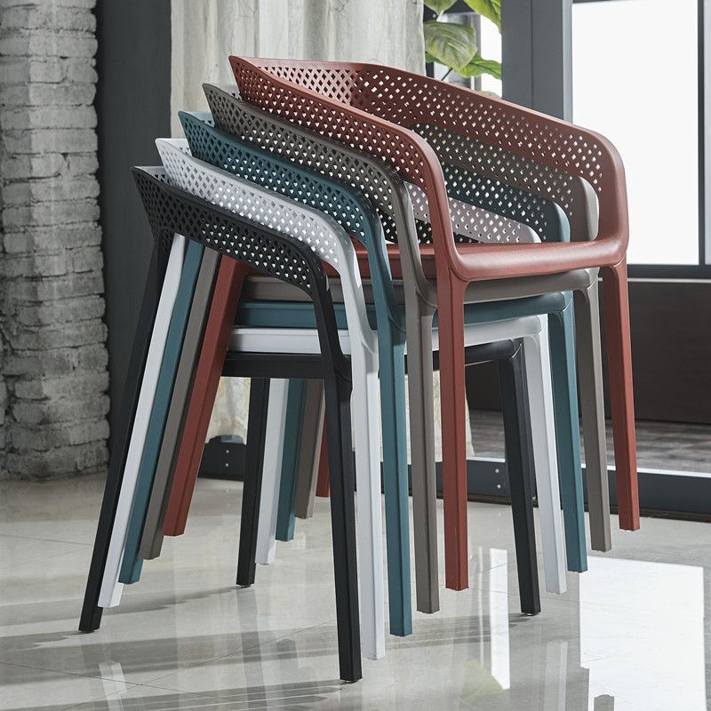 Ensemble de chaises de cuisine à manger avec bras arrière solide, chaises en plastique de style contemporain