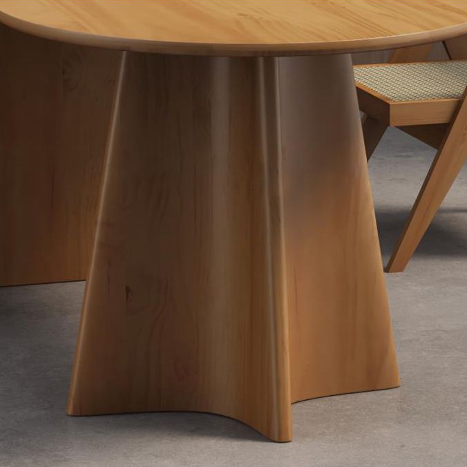 Oval Solid Wood Dining Table Modern Furniture with Double Pedestal in Matte Finish Indoors