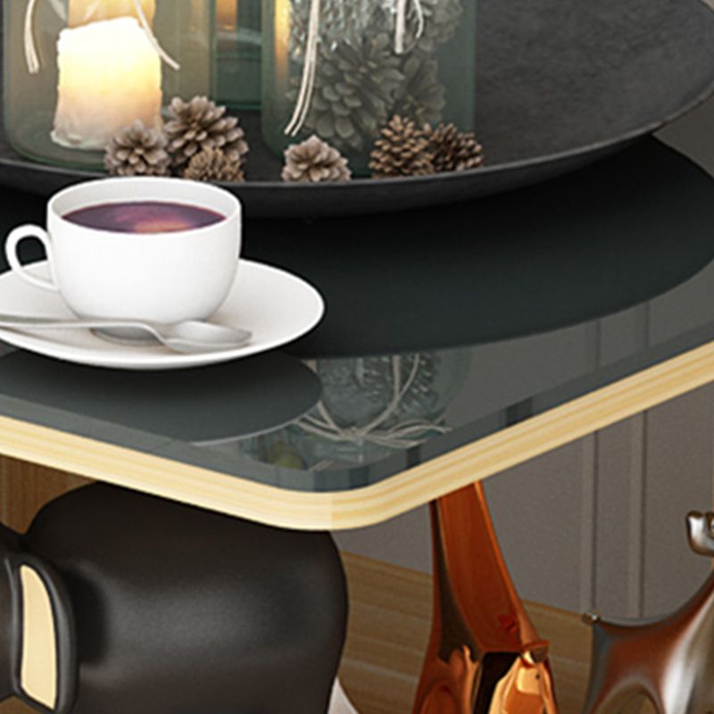 Square with Casters Side Table Wooden 19.69" High Shelf Included End Table