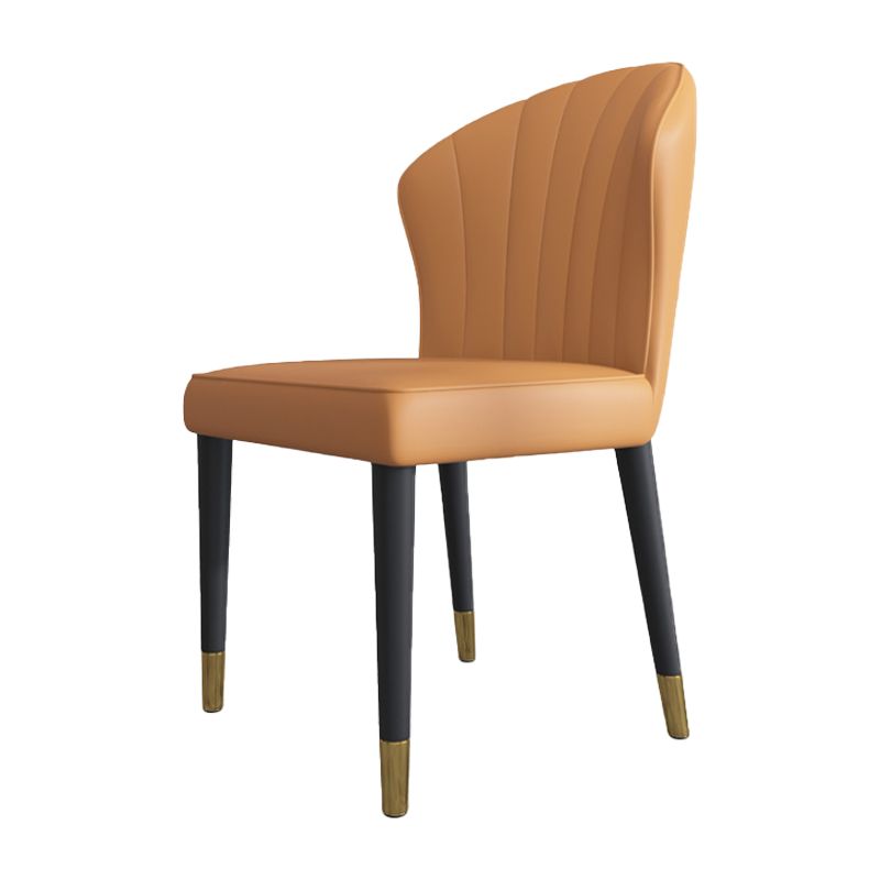 Sillas sin brazos de comedor de madera Glam, sillas de comedor de cuero para uso en restaurantes
