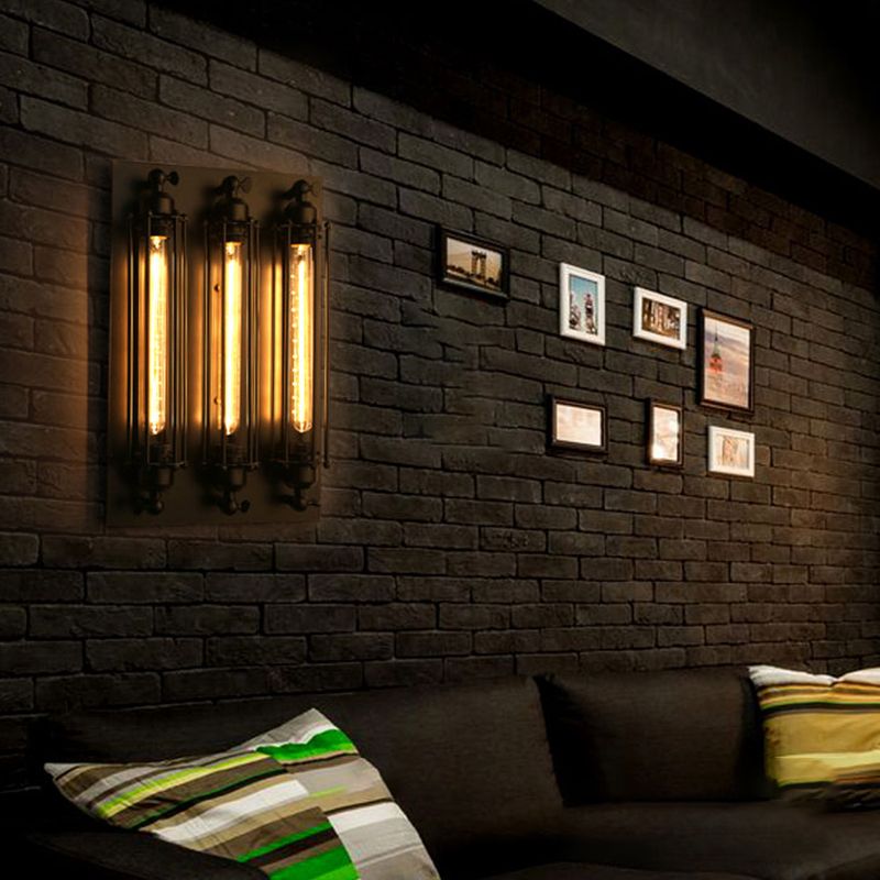 Industrial Style Iron Wall Mount Light Rectangle Shape Wall Lamp for Living Room