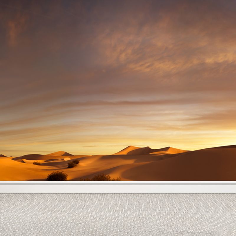 Non-Woven Yellow Whole Mural Modern Desert Dune and Nightfall Sky Scenery Wall Decor, Custom Size