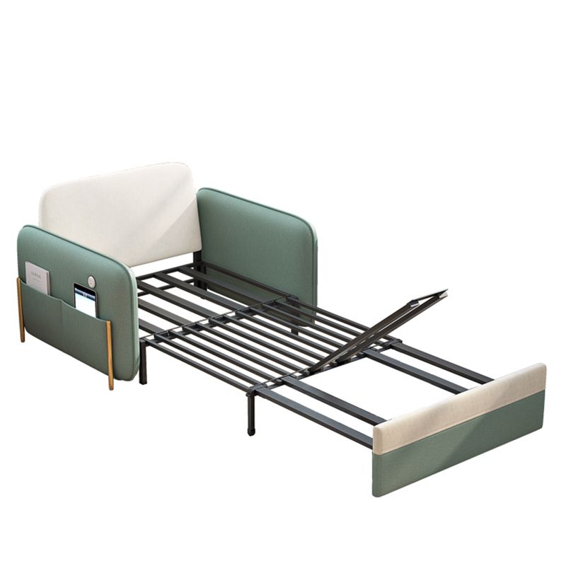 33"H Glam Futon Sofa Bed Futon White Cushion Back Sleeper Sofa with Storage