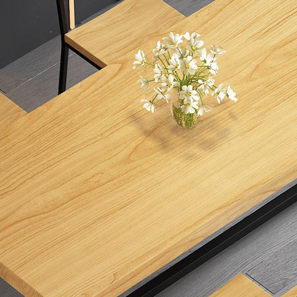 Industrial Trestle Base Dining Table Rectangle Solid Wood Dining Table