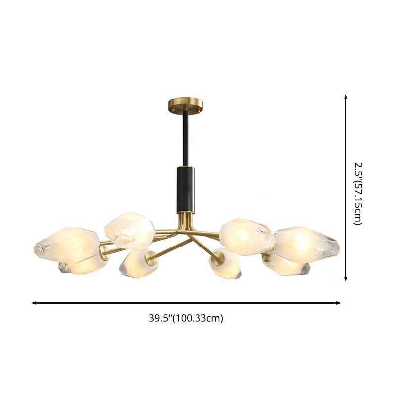 Post-Modern Metal Hanging Chandelier Light White Glass Shade Ceiling Chandelier in Gold for Living Room