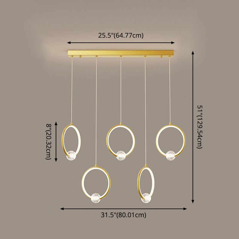 Ring-Shaped Hanging Pendant Light Modern Metal LED Indoor Suspended Lighting Fixture