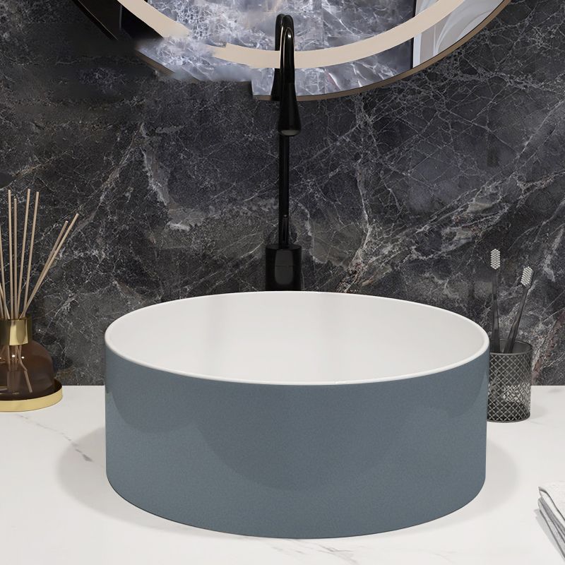 Modern Style Vessel Bathroom Sink Round Ceramic Vessel Bathroom Sink