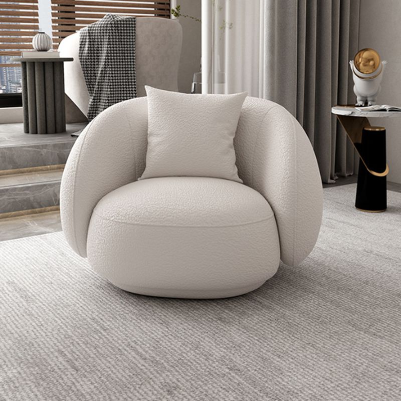 Northern European Curved Sofa 31.5" High Wool Settee in Beige