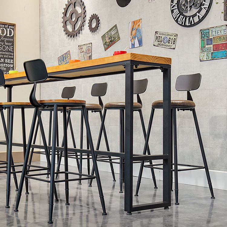 Industrial 1/5/9 Pieces Bar Table Set Rectangle Wood Counter Table for Milk Tea Shop