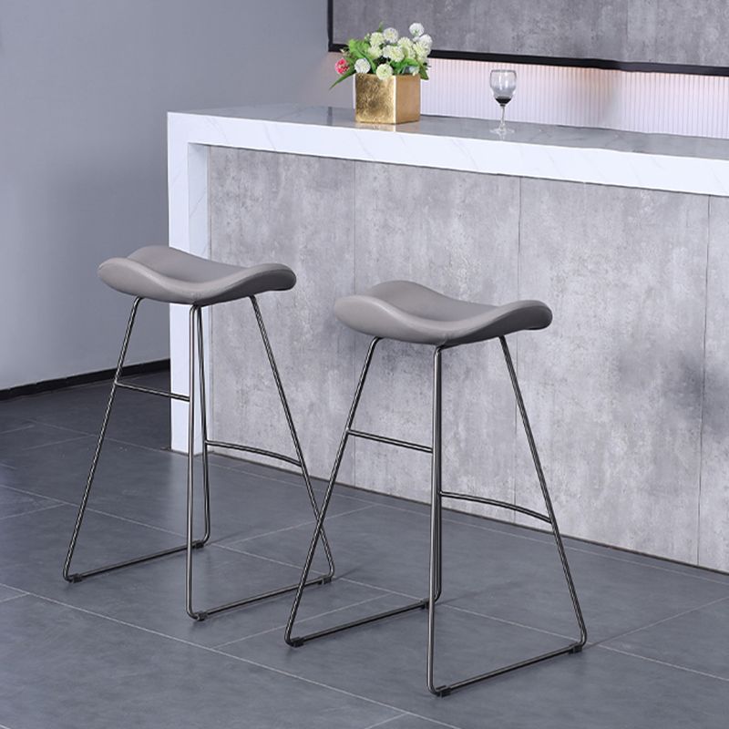 Glam Leather Bar Stool Backless Metal Base Counter Stool for Bristol