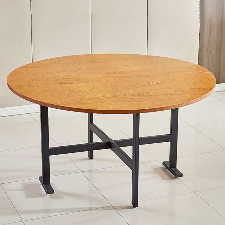 Runder Mid-Century Modern Esstisch aus Metall mit Holzplatte und Drop Leaf