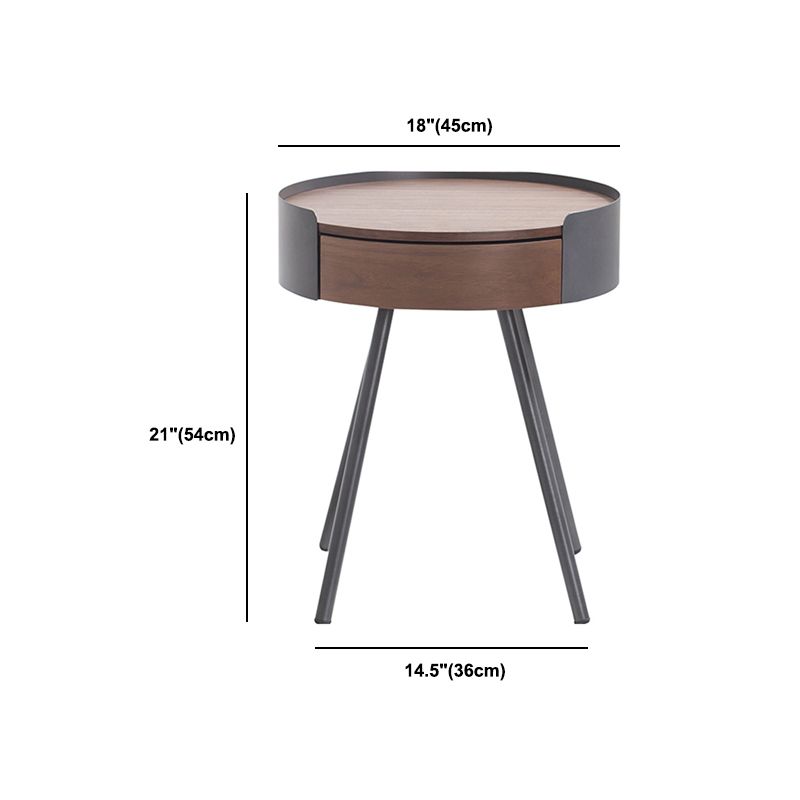 21.2" Tall Scandinavian Round Wooden Top Side Table Metal 4 Legs End Table