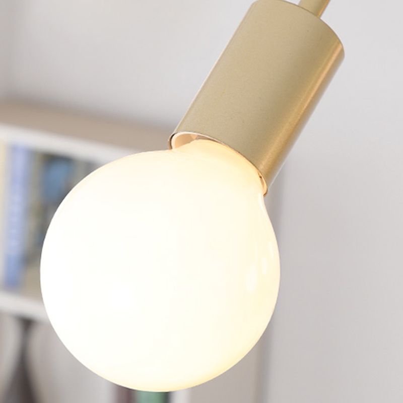 Exposed Bulb Radial Semi Flush Mount in Industrial Creative Style Wrought Iron Ceiling Light